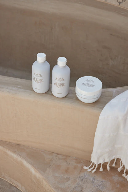 Pure Organic Forever Blonde Shampoo features key ingredients like Organic Shea Butter for hydration, Organic Argan Oil for shine, and Organic Blue Cypress Oil to protect blonde tones.