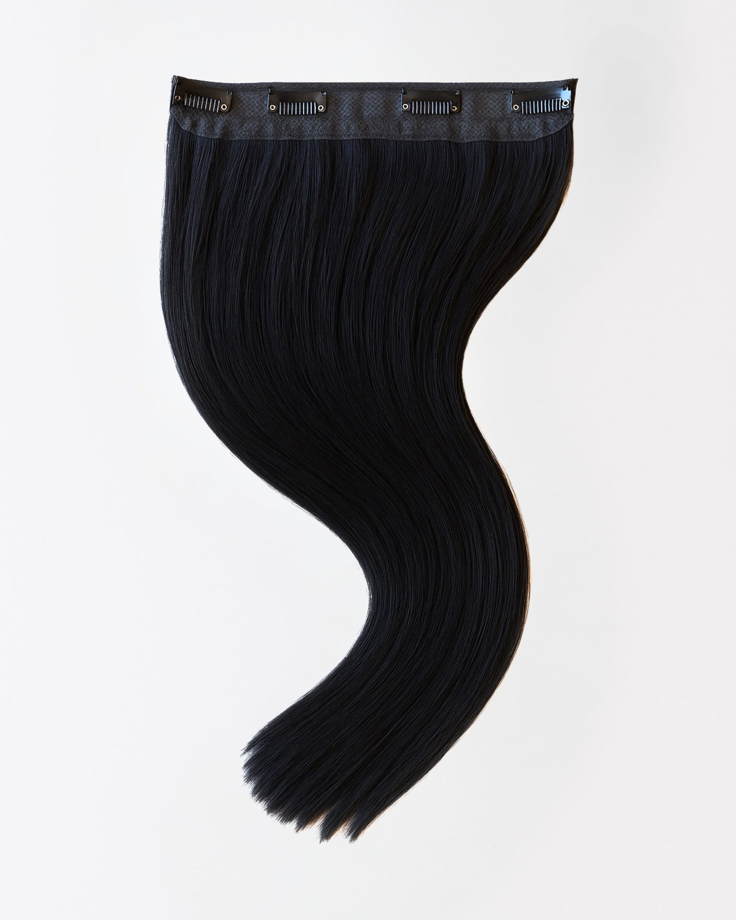 Premium real hair clip-in extensions in black hair 