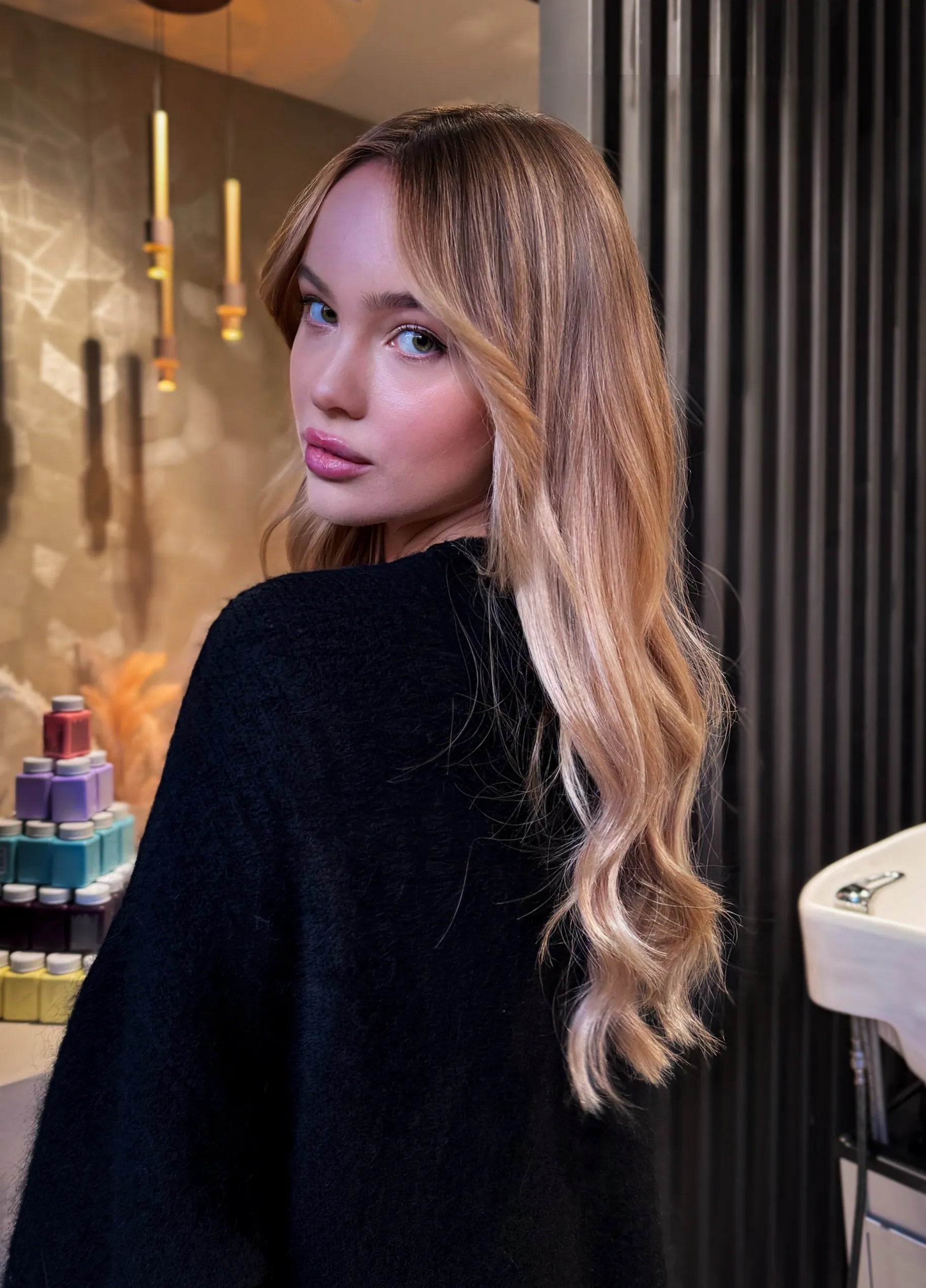 Mix of brown and blonde hair extensions