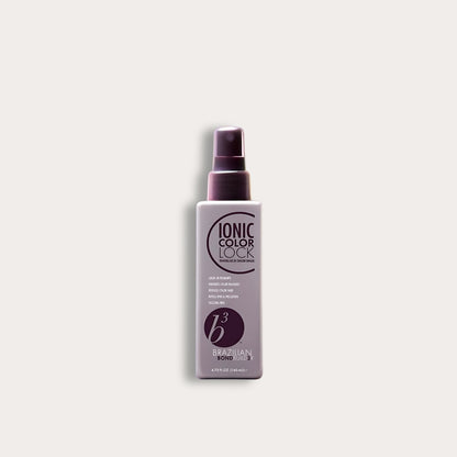 The Brazilian Bond Builder Ionic Color Lock Spray is designed to protect and lock in color, ensuring long-lasting vibrancy and preventing color fade in color-treated hair.