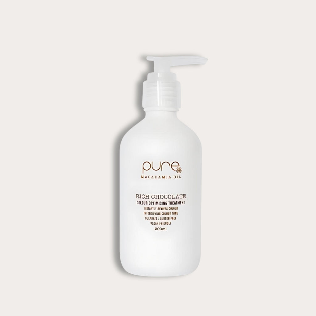 Pure Organic Rich Chocolate Hair Color Treatment for deep brown shine and nourishment.