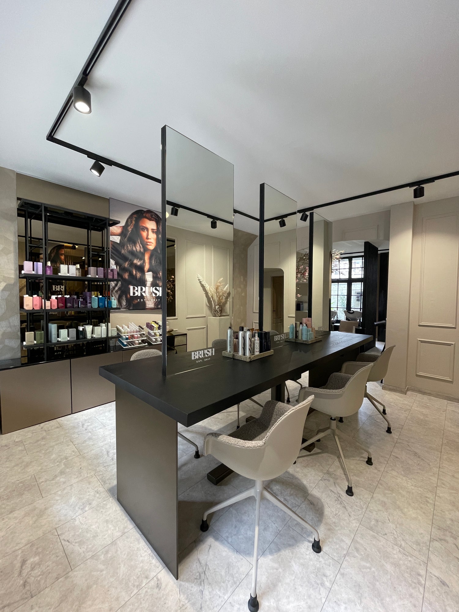 hair salon, hair cutting and hair colouring space